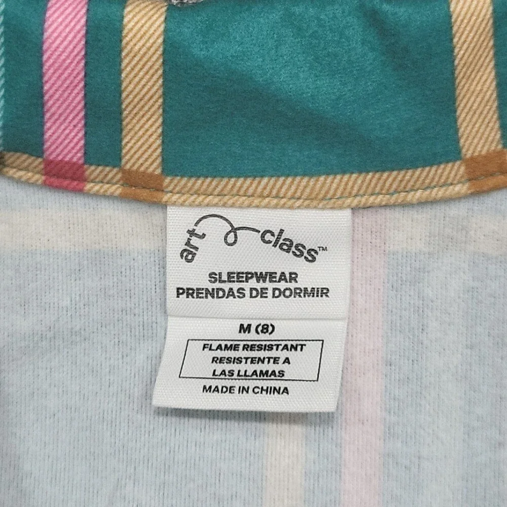 Kids' Boys Girls Pajama Top w Shorts Lounge Set Medium Sz 8 Green Print